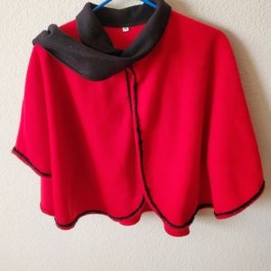 Girls red fleece cape.